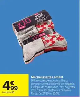 Carrefour Mi-chaussettes enfant offre