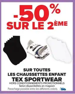 Carrefour Sur toutes les chaussettes enfant tex sportwear offre
