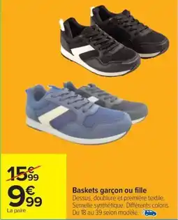 Carrefour Baskets garçon ou fille offre