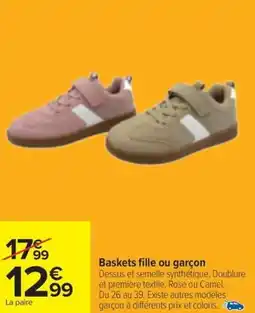 Carrefour Baskets fille ou garçon offre