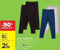 Carrefour Lot de 2 leggings fille offre
