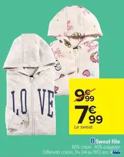Carrefour Sweat fille offre