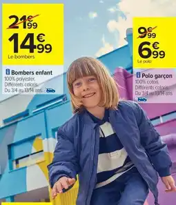 Carrefour Bombers enfant offre