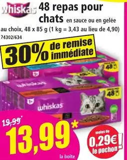 Norma WHISKAS 48 repas pour chats offre