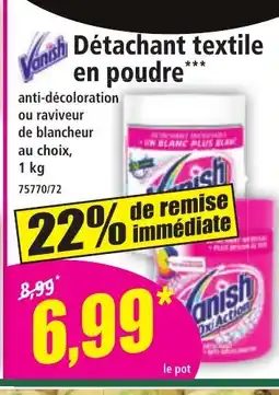 Norma VANISH Détachant textile en poudre offre