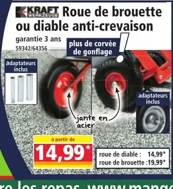 Norma KRAFT Roue de brouette ou diable anti-crevaison offre