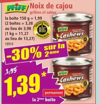 Norma PFIFF Noix de cajou offre