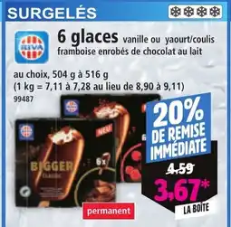 Norma 6 glaces vanille ou yaourt/coulis offre