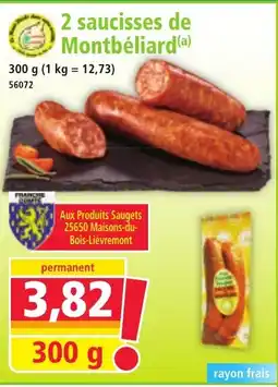 Norma 2 saucisses de Montbéliard offre