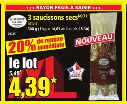 Norma 3 saucissons secs offre