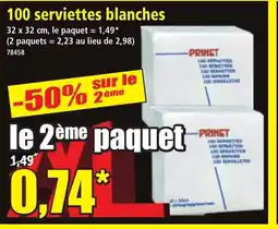 Norma 100 serviettes blanches offre