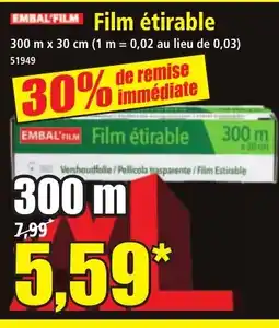 Norma EMBAL FILM Film étirable offre