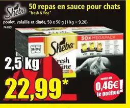 Norma SHEBA 50 repas en sauce pour chats offre
