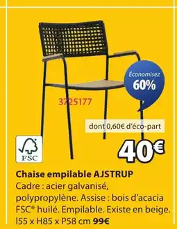 JYSK AJSTRUP Chaise empilable offre