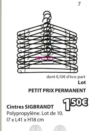 JYSK SIGBRANDT Cintres offre