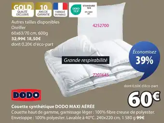 JYSK DODO Couette synthétique offre