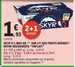 E.Leclerc Express YOPLAIT Skyr 0% mat gr sur lit aux fruits rouges offre