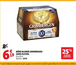 Auchan Bière blonde grimbergen sans alcool offre