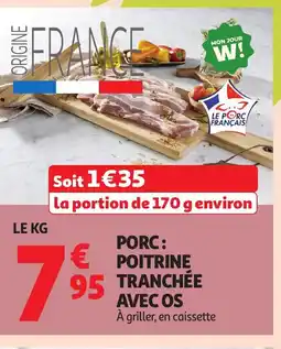 Auchan Porc poitrine tranchée avec os offre