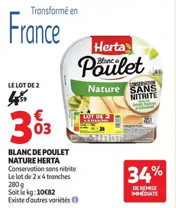 Auchan HERTA Blanc de poulet nature offre