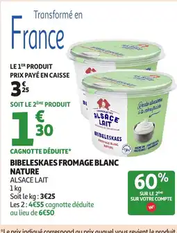 Auchan Bibeleskaes fromage blanc nature offre