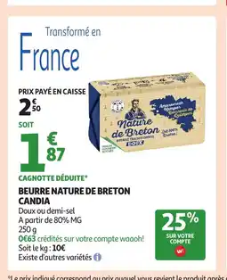Auchan CANDIA Beurre nature de breton offre