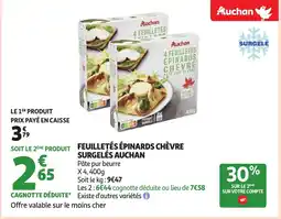 Auchan AUCHAN 4 feuilletés épinards chèvre surgelés offre