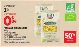Auchan Farfalle bio granoro offre