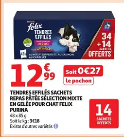 Auchan Tendres effilés sachets repas pâtée sélection mixte en gelée pour chat offre