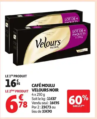 Auchan CAFÉ MOULU velours noir offre