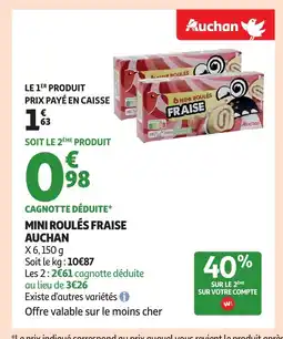 Auchan AUCHAN Mini roulés fraise offre