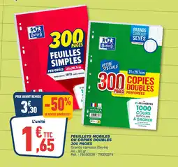 Bureau Vallée Feuillets mobiles ou copies doubles 300 pages offre