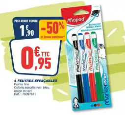 Bureau Vallée 4 feutres effacables offre
