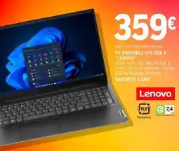E.Leclerc PC PORTABLE V15 GEN 4 LENOVO offre