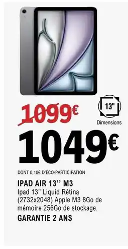 E.Leclerc IPAD AIR 13’’ M3 offre