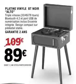 E.Leclerc PLATINE VINYLE BT NOIR “ALTO” offre