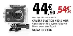 E.Leclerc CAMÉRA D’ACTION NEDIS NOIR offre