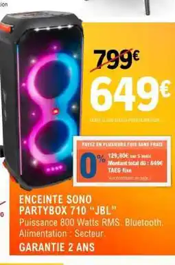 E.Leclerc ENCEINTE SONO PARTYBOX 710 JBL offre