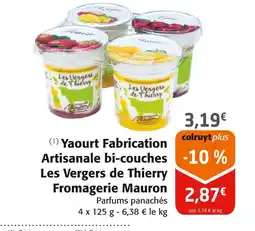 Colruyt Yaourt Fabrication Artisanale bi-couches Les Vergers de Thierry Fromagerie Mauron offre