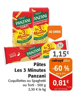 Colruyt PANZANI Pâtes Les 3 Minutes offre