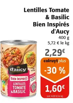 Colruyt D'AUCY Lentilles Tomate & Basilic Bien Inspirés offre