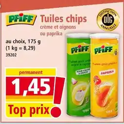 Norma Pfiff Tuiles chips crème et oignons ou paprika offre