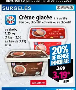 Norma Riva Crème glacée à la vanille Bourbon, chocolat et fraise ou au chocolat offre