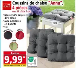 Norma CASA ROYALE Coussins de chaise Anna, 4 pièces offre