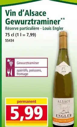 Norma Vin d'alsace gewurztraminer réserve particulière - Louis Engler offre