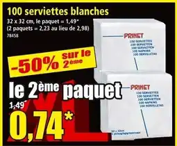 Norma PRINET 100 serviettes blanches offre