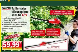 Norma WALTER Taille-haies télescopique sans fil 12 V offre