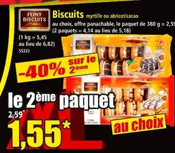 Norma FEINY Biscuits myrtille ou abricot/cacao offre