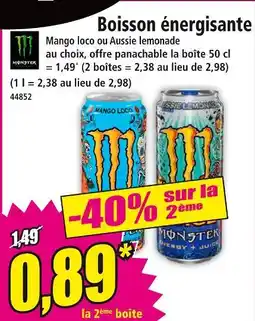 Norma MONSTER Boisson énergisante Mango loco ou Aussie lemonade offre