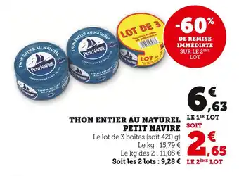 U Express PETIT NAVIRE Thon entier au naturel offre